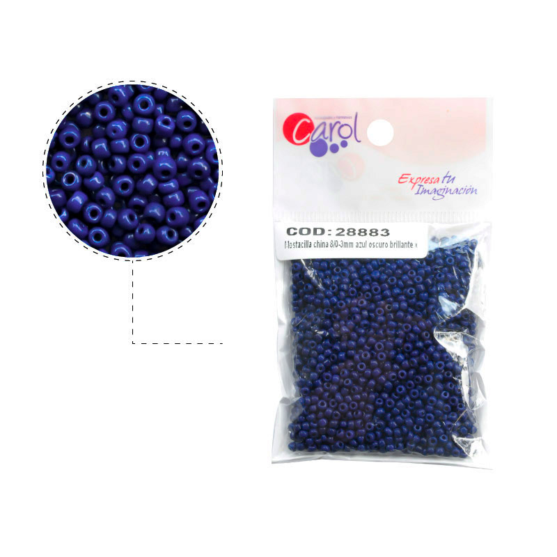 Mostacilla china 8/0-3mm azul oscuro brillante x 50g