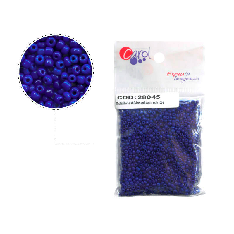 Mostacilla china 8/0-3mm azul oscuro mate x 50g