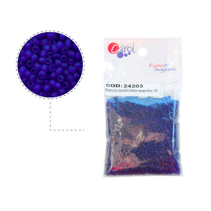 Mostacilla china 8/0-3mm opaque blue x 50g