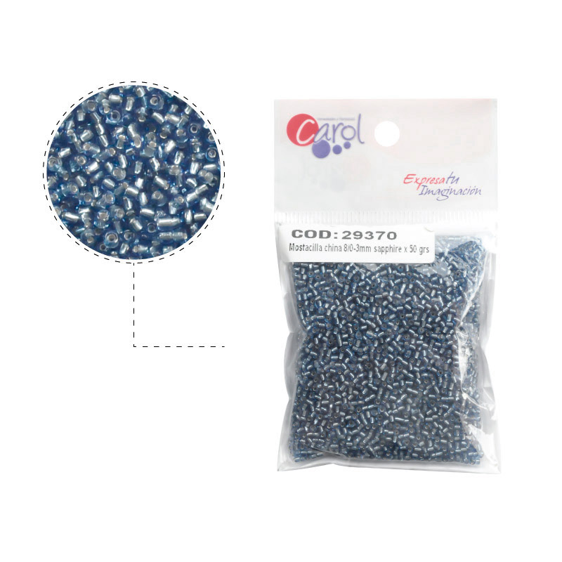 Mostacilla china 8/0-3mm sapphire x 50 grs