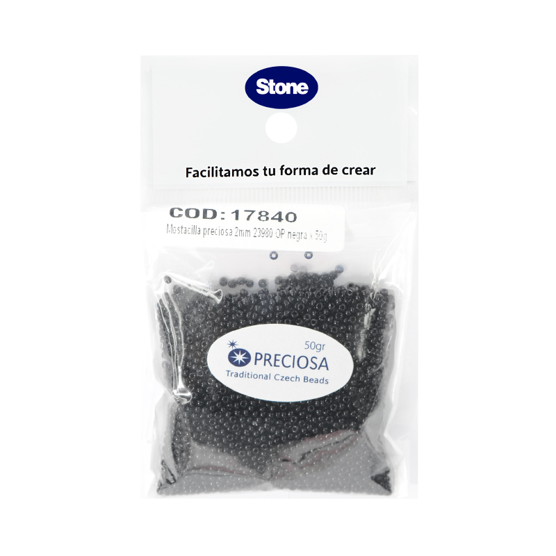 Mostacilla checa preciosa 2mm 23980 OP negra x 50g