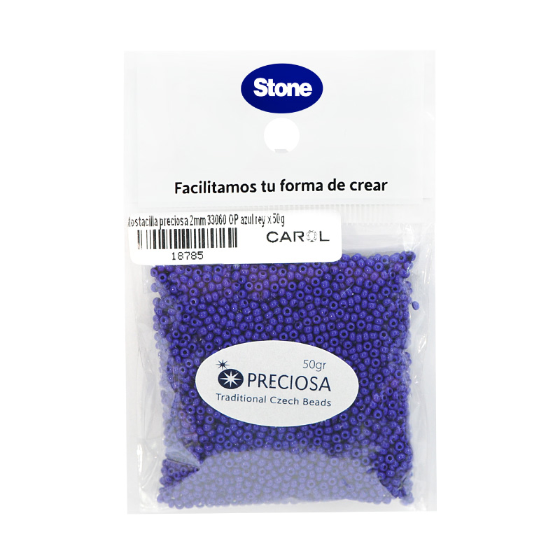 Mostacilla checa preciosa 2mm 33060 OP azul rey x 50g