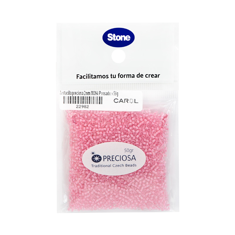 Mostacilla checa preciosa 2mm 38394 P rosado x 50g