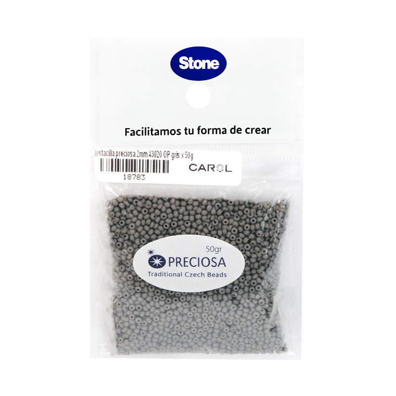 Mostacilla checa preciosa 2mm 43020 OP gris x 50g