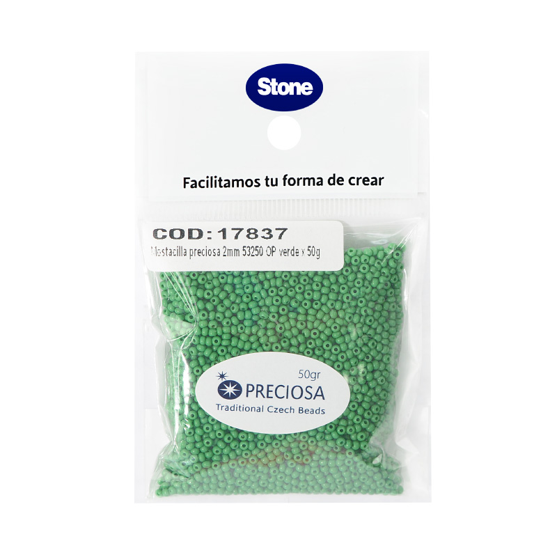 Mostacilla checa preciosa 2mm 53250 OP verde x 50g