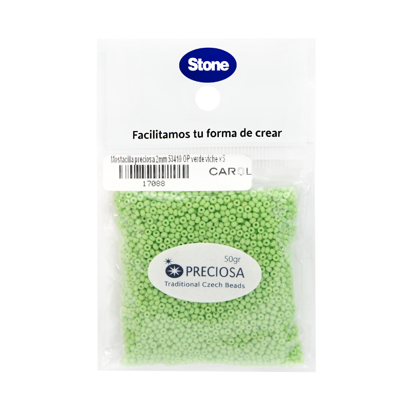 Mostacilla checa preciosa 2mm 53410 OP verde viche x 50g