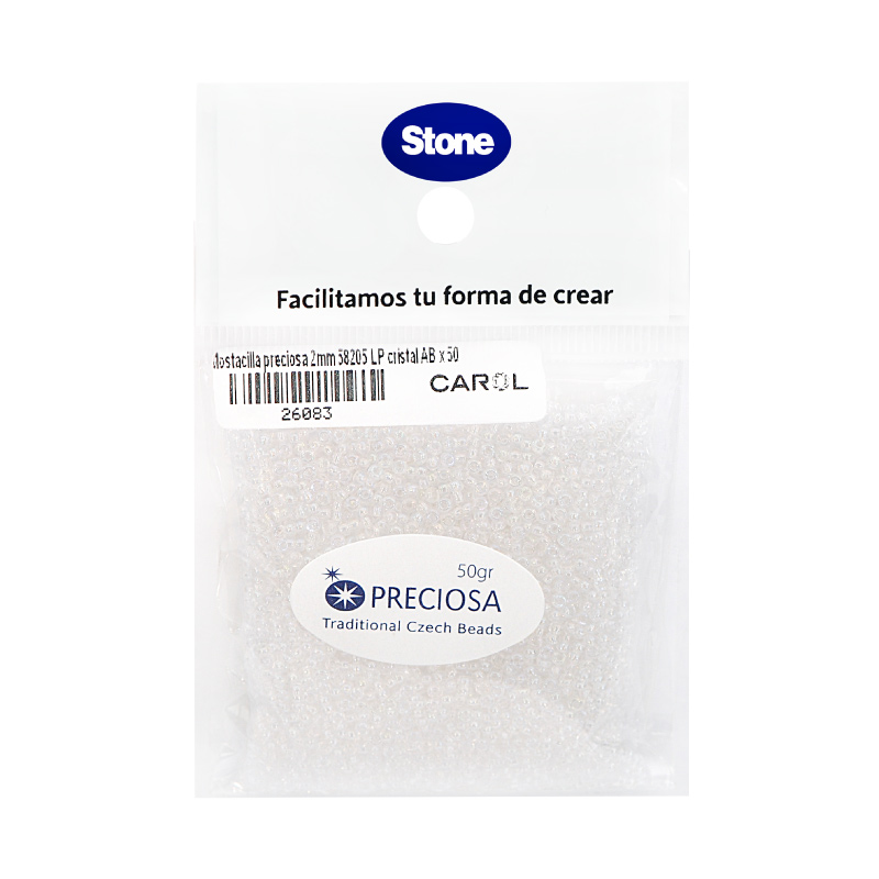 Mostacilla checa preciosa 2mm 58205 LP cristal AB x 50g