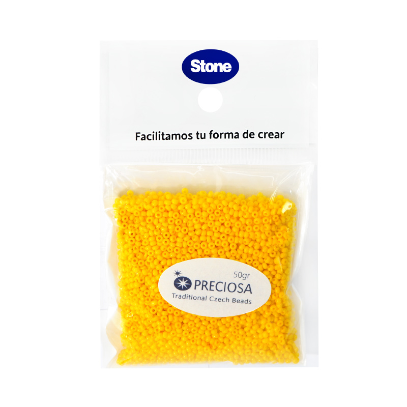 Mostacilla checa preciosa 2mm 83130 OP amarillo x 50g