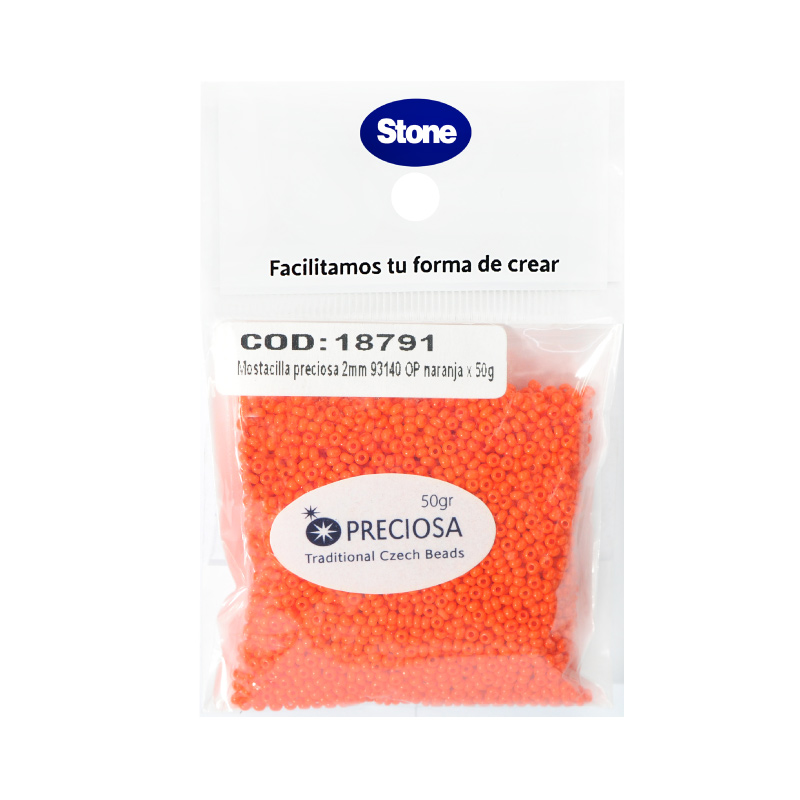 Mostacilla checa preciosa 2mm 93140 OP naranja x 50g