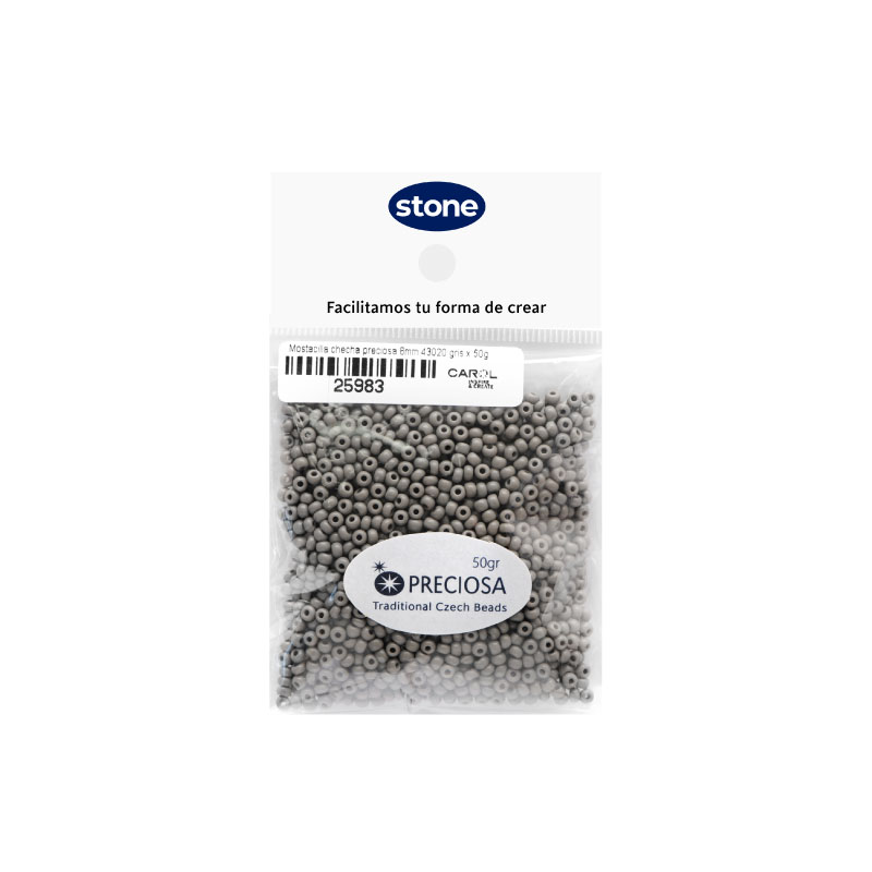 Mostacilla checa preciosa 8/0 3mm 43020 gris x50g