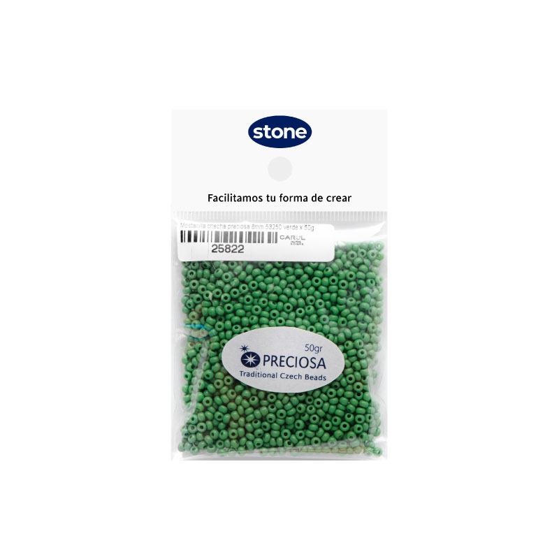 Mostacilla checa preciosa 8/0 3mm  53250 verde x50g