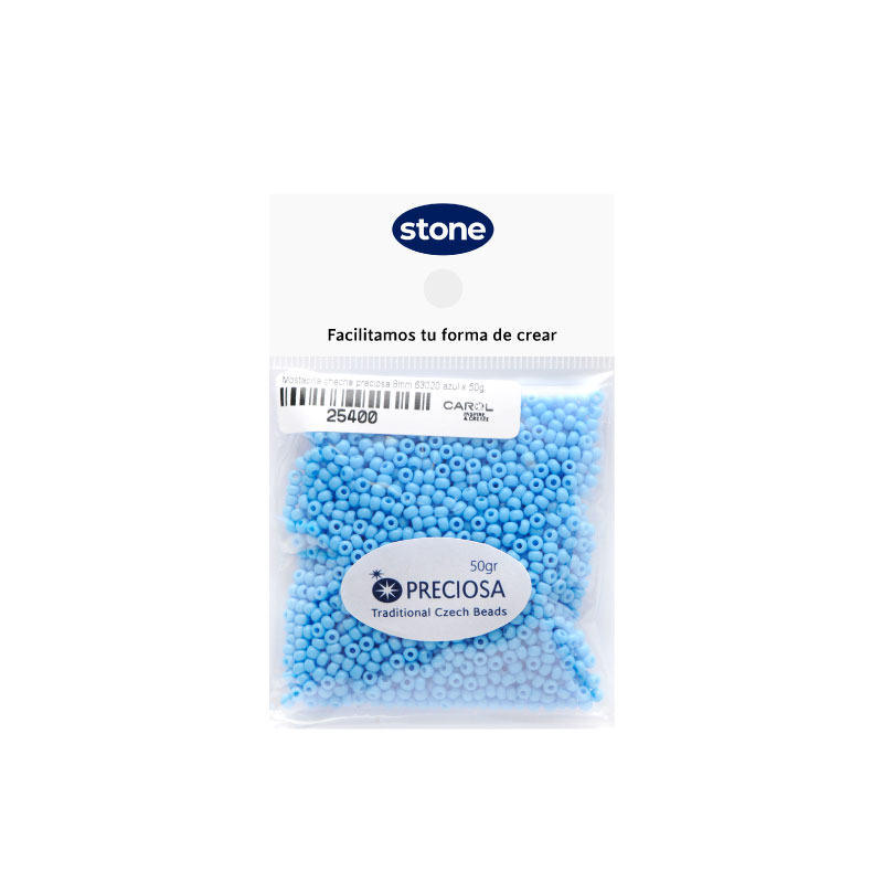 Mostacilla checa preciosa 8/0 3mm 63020 azul claro x50g