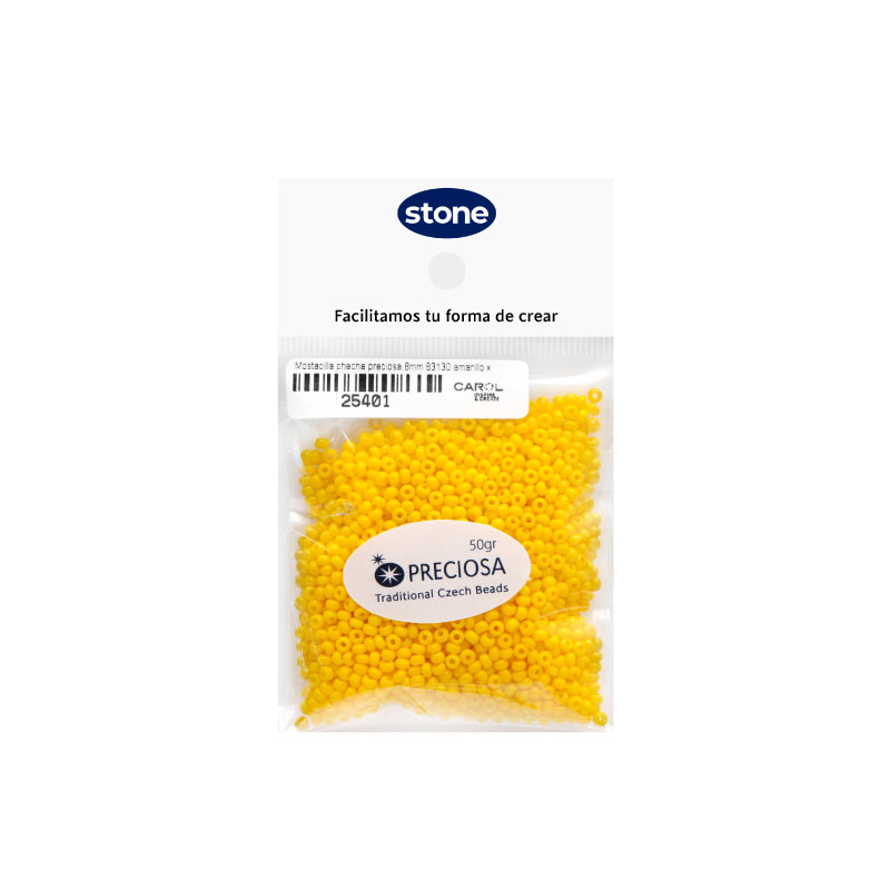 Mostacilla checa preciosa 8/0 3mm 83130 amarillo x 50g