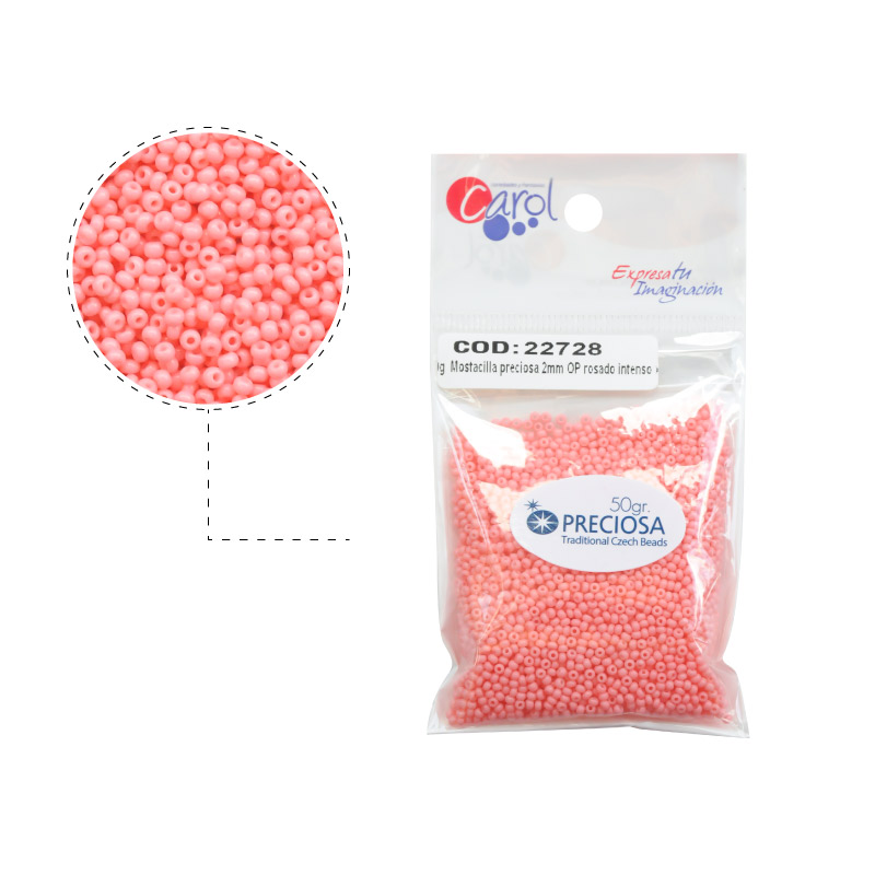 Mostacilla checa preciosa 2mm 03191 OP rosado intenso x 50g