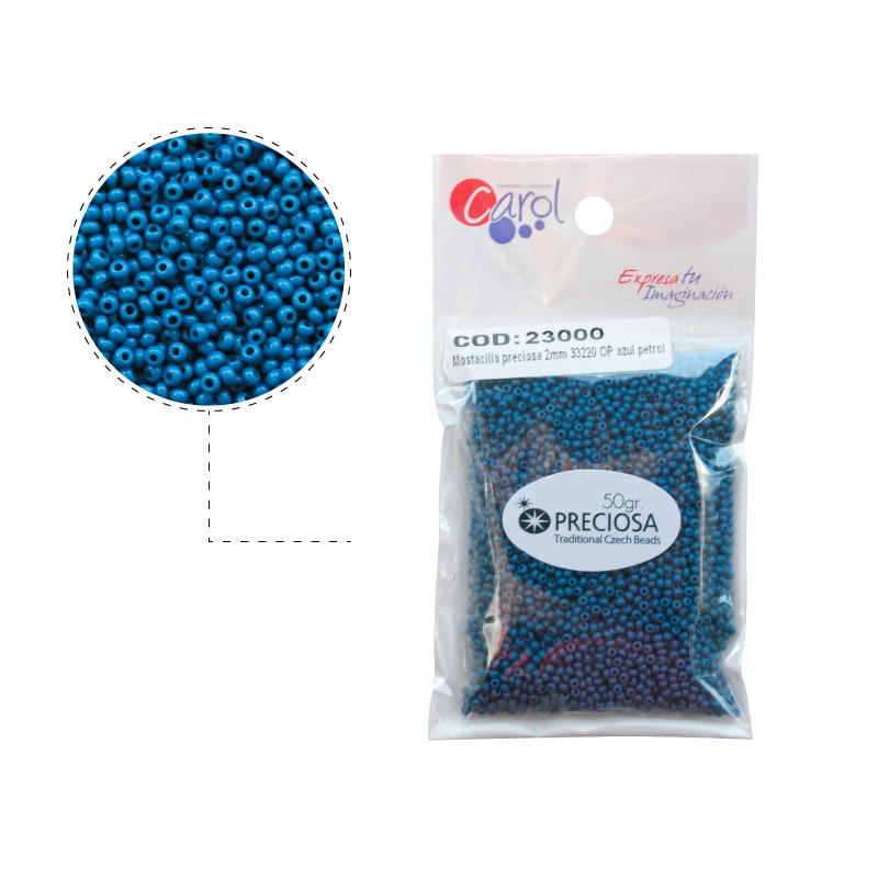 Mostacilla checa preciosa 2mm 33220 OP azul petroleo x 50g