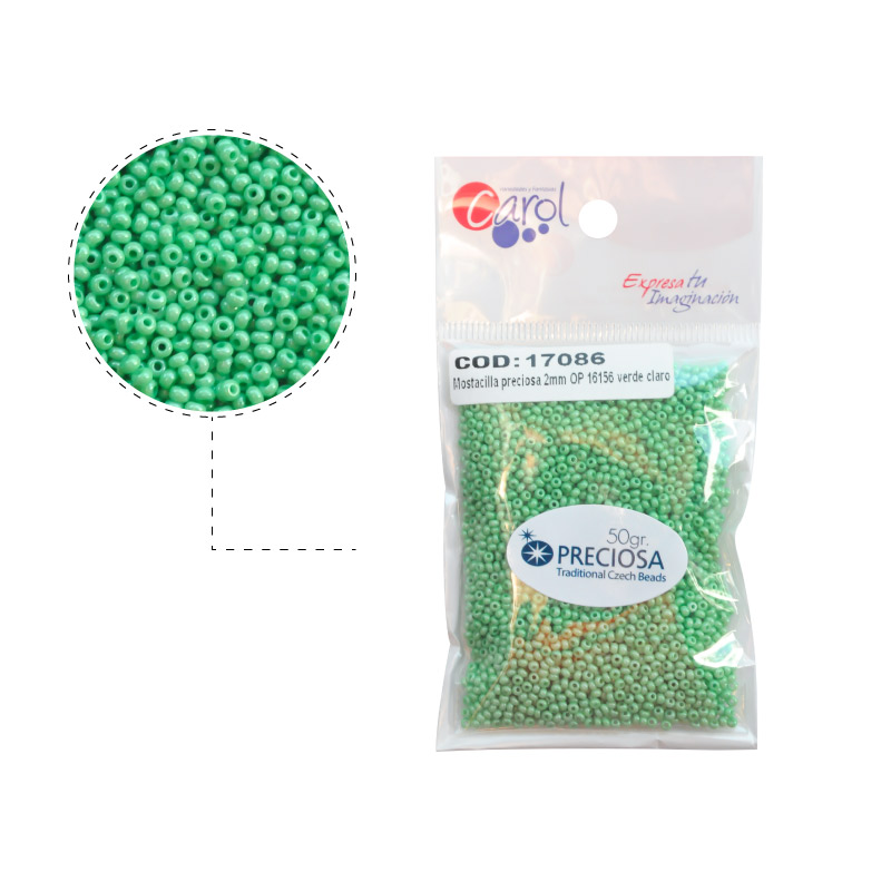 Mostacilla checa preciosa 2mm OP 16156 verde claro x 50 gr