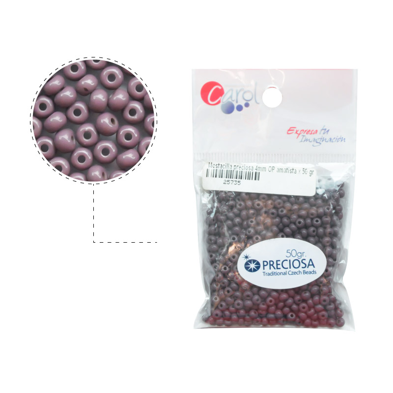 Mostacilla checa preciosa 4mm OP amatista x 50g