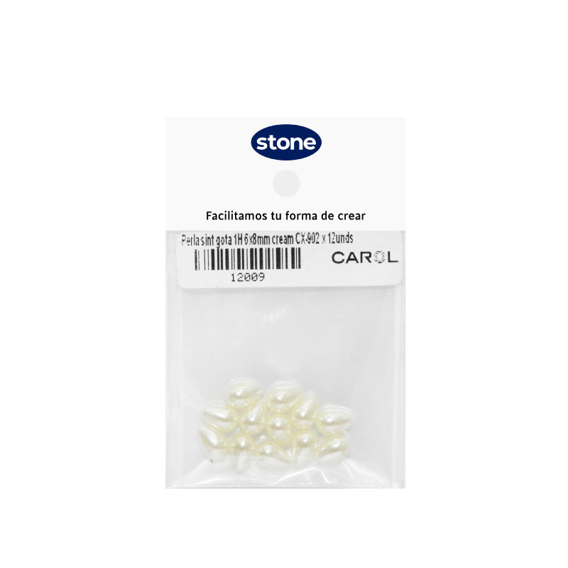 Perla sintetica gota 1H 6x8mm cream CX-902 x 12unds