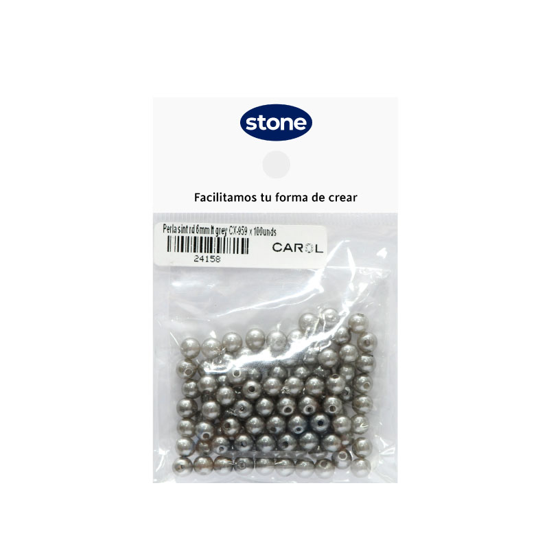 Perla sintetica redonda 6mm lt grey CX-959 x 100unds