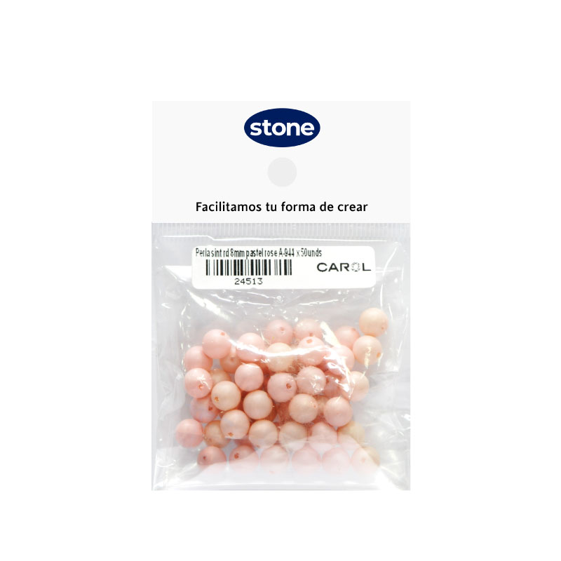 Perla sintetica redonda 8mm pastel rose A-944 x 50unds