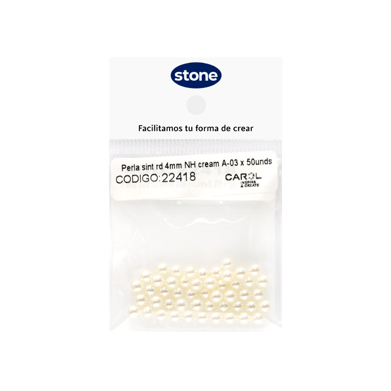 Perla sintetica redonda NH 4mm cream A-03 x 50unds