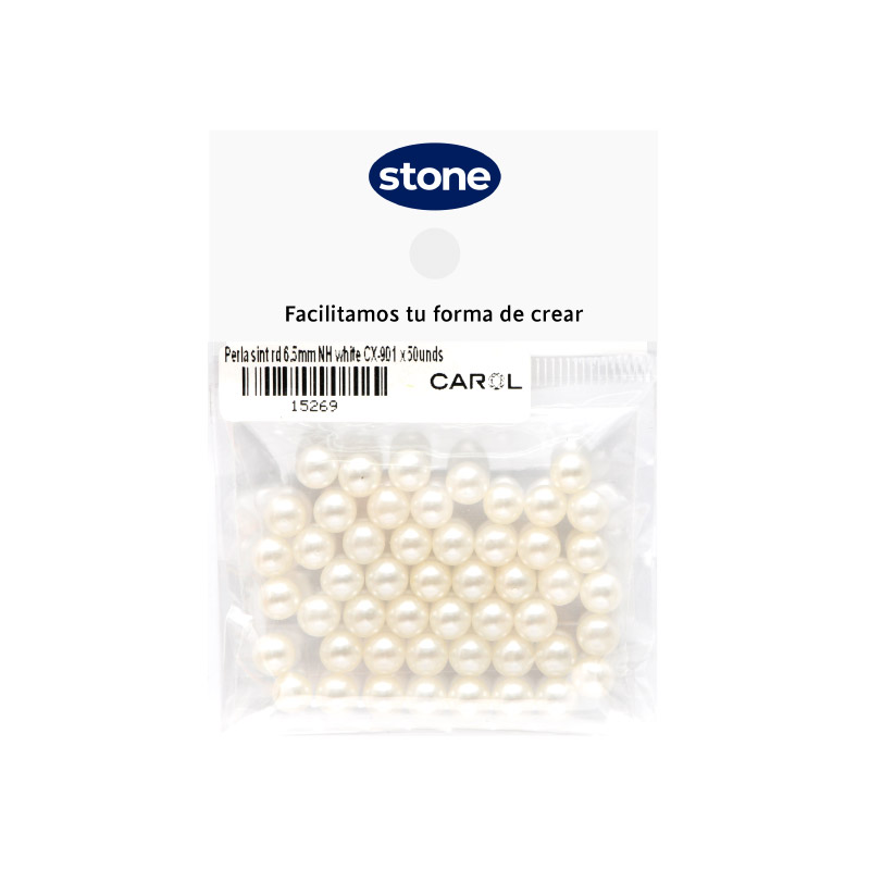 Perla sintetica redonda NH 6.5mm white CX-901 x 50unds