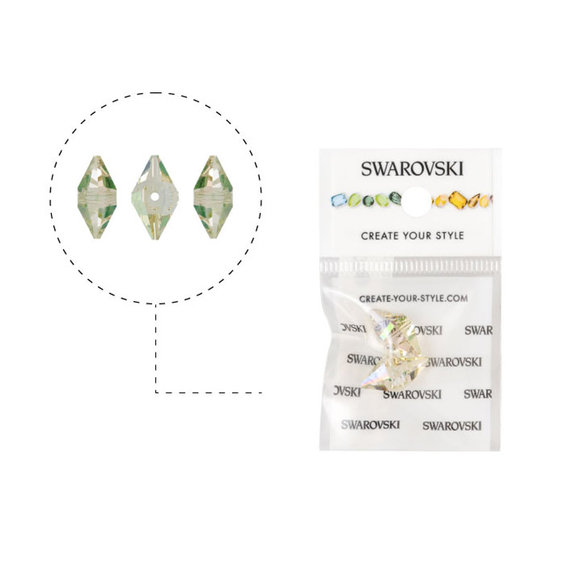 5747 swarovski double spike  crystal luminous green 16x8mm x 2unds