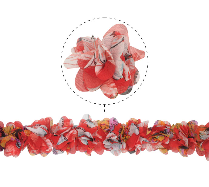 Flor organza 5cm rojo x 1yd (26pcs x yd)