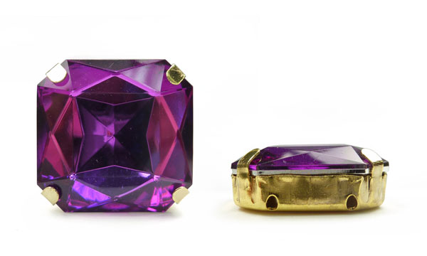 Acrilico K1034 asscher con cono 23mm/oro purple velvet 5 x und