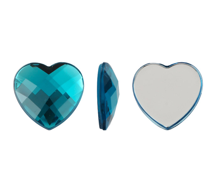 Acrilico K1025 corazon plano 14mm blue zircon 39 x und