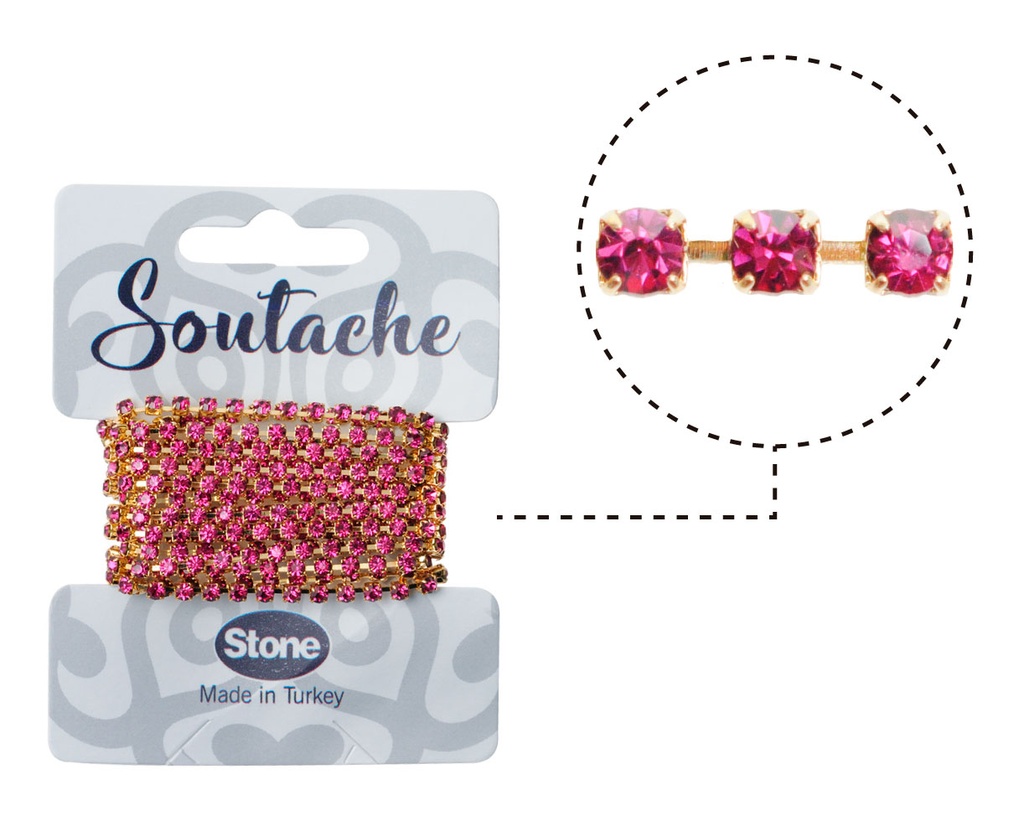 Cadena strass MCSS10/GP fuchsia x 2m