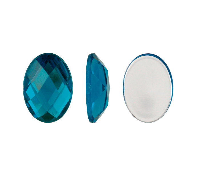 Acrilico K1029 oval plano 10x14 blue zircon 39 x und