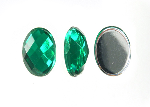 Acrilico K1029 oval plano 6x8mm emerald 6 x und