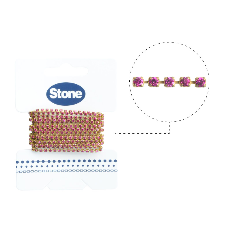 Cadena strass MCSS6.5/GP fuchsia x 2m