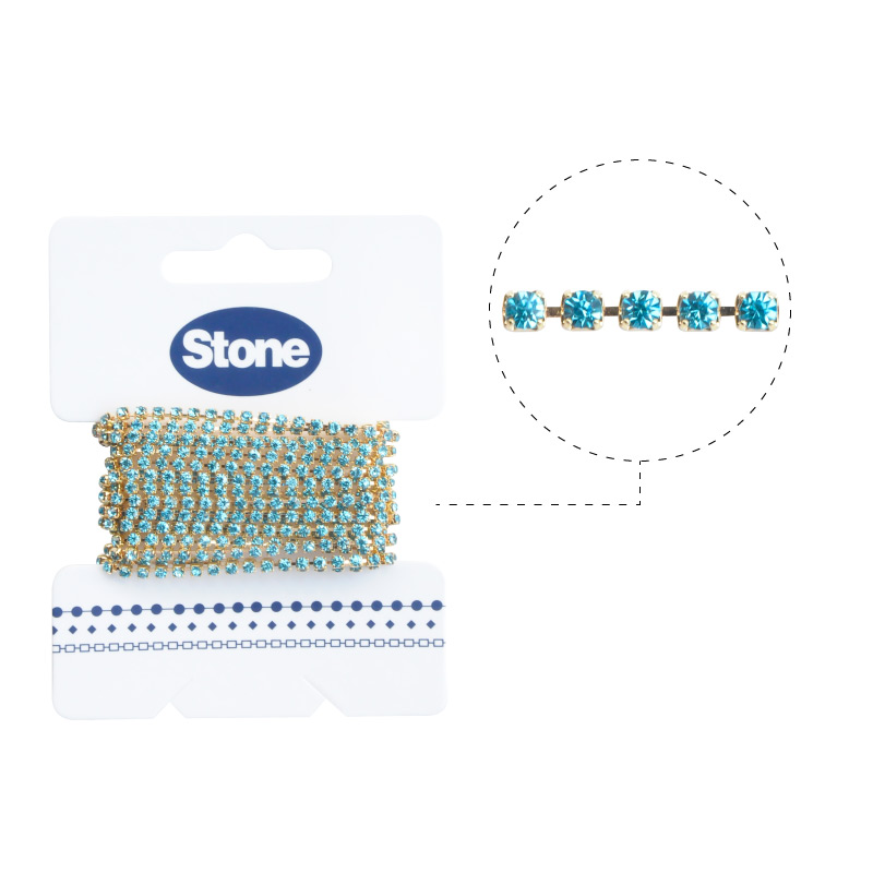 Cadena strass MCSS6.5/GP aquamarine x 2m