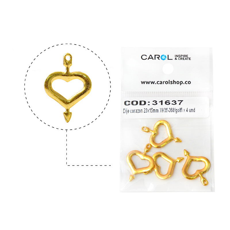 Dije corazon 23x15mm XKW-368/golfi x 4 und