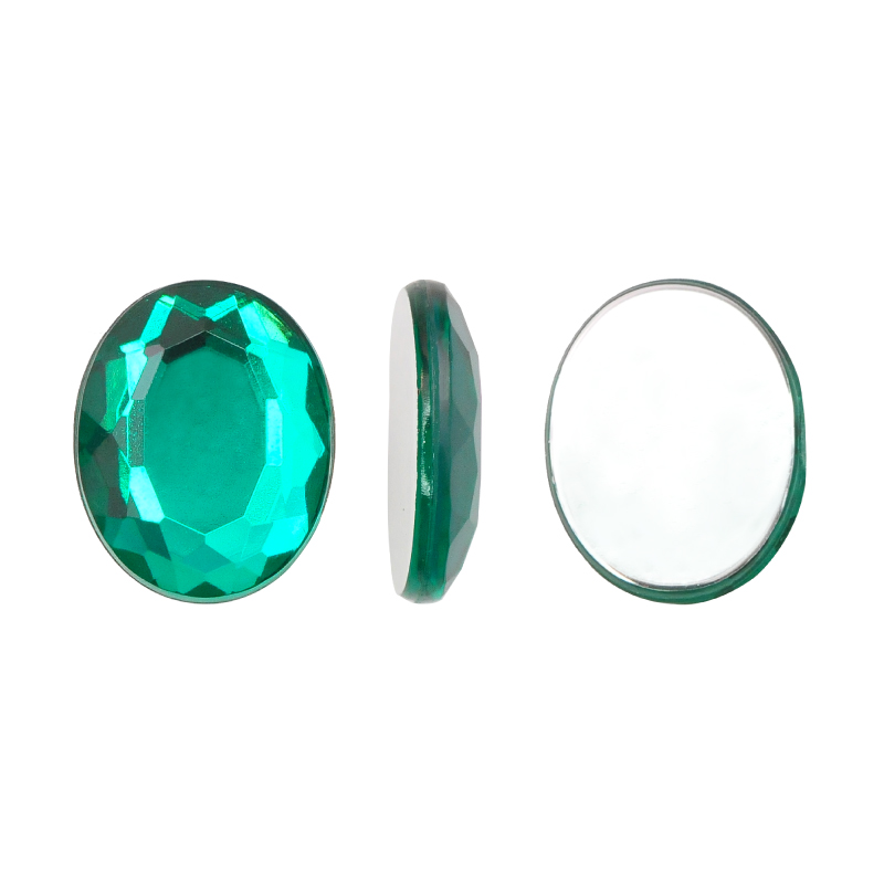 Acrilico K1023 oval plano 8x10mm emerald 6 x und