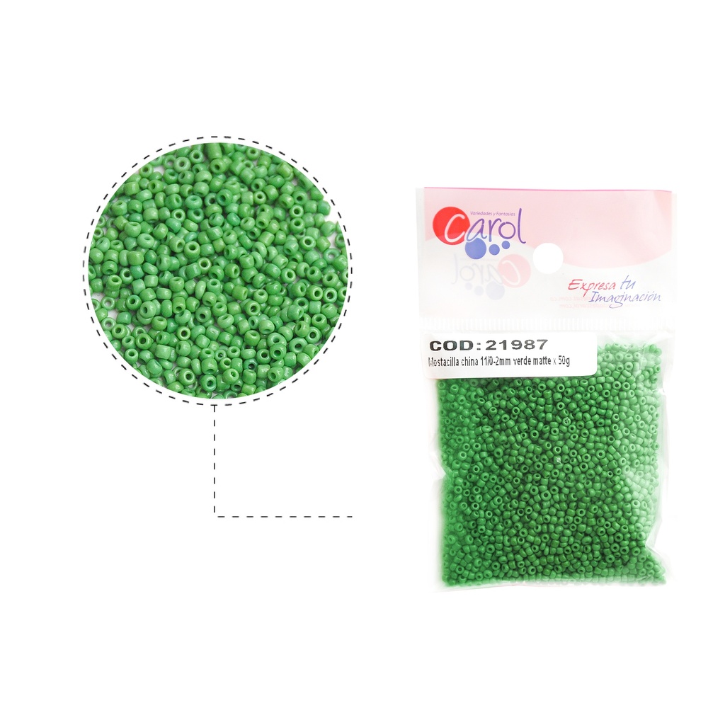 Mostacilla china 11/0-2mm verde matte x 50g