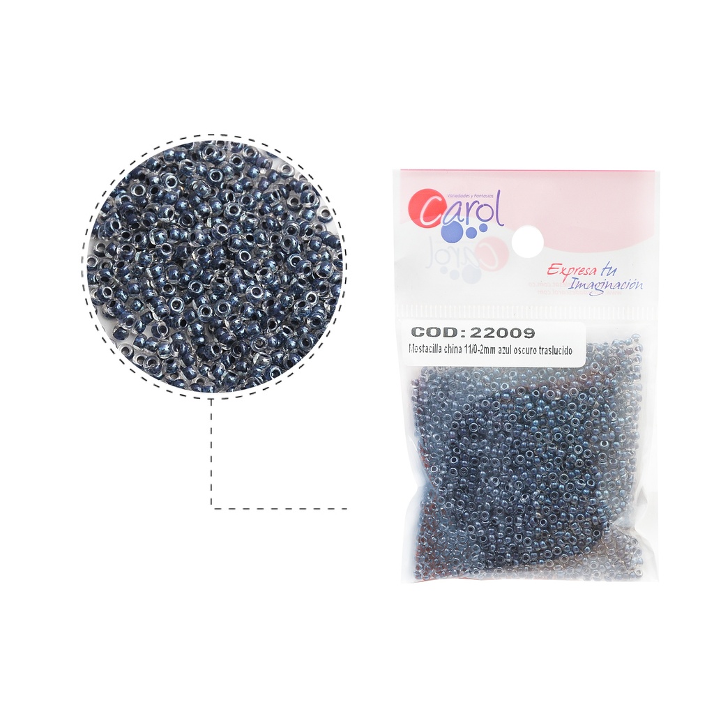 Mostacilla china 11/0-2mm azul oscuro traslucido x 50g