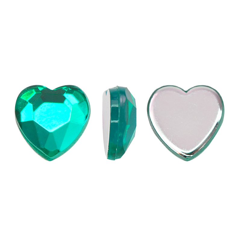 Acrilico K1020 corazon plano 5mm emerald 6 x und