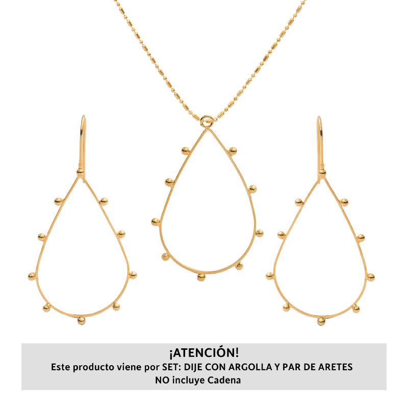 Marco Gota Aretes y Dije 38x27mm/Golfi x set