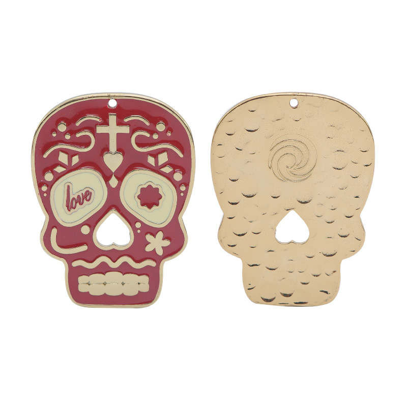 Dije calavera grande ref 4179-1 roja 42x57mm/dor x und