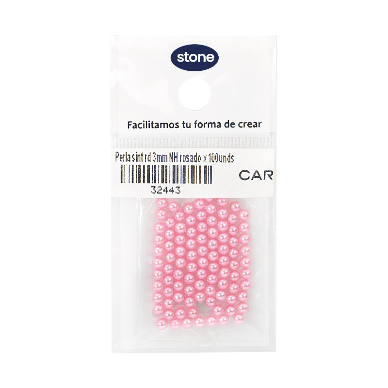 Perla sintetica redonda NH 3mm rosado x 100 Unidades