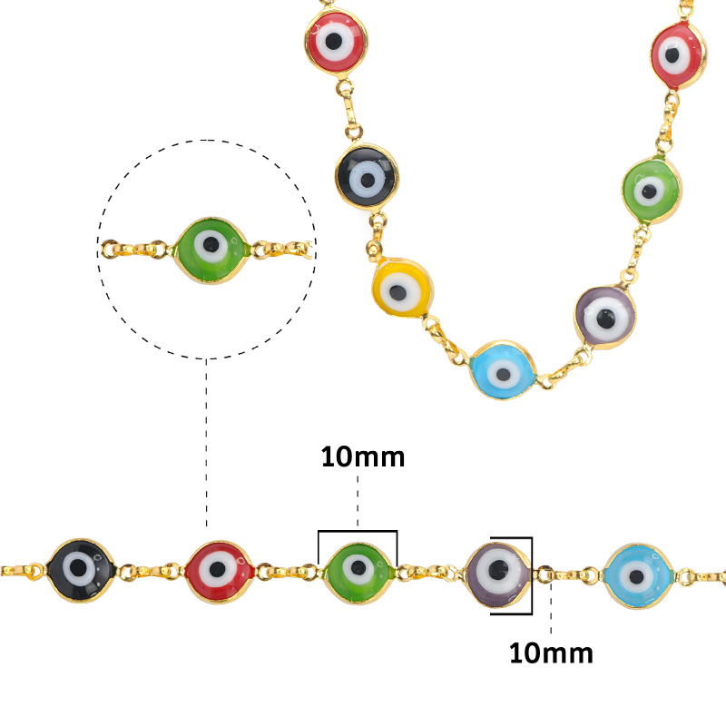 Cadena golfi ojo de fatima mix 10mm x 20cm