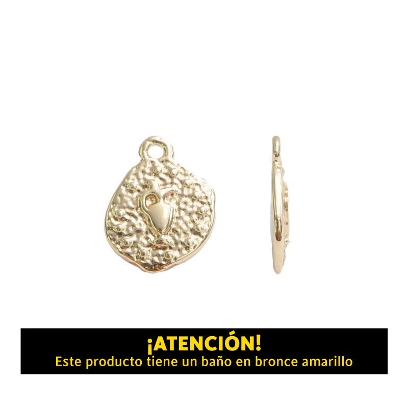 Dije redondo jarron 18mm bronce amarillo x par