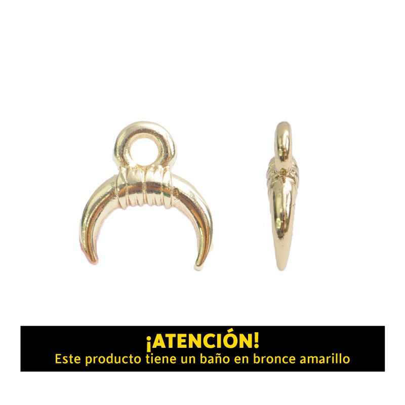 Dije cuerno candonga 12mm bronce amarillo x par