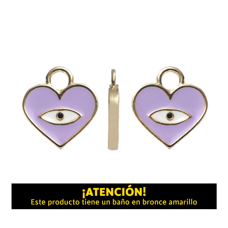 Dije candonga corazon 18mm purpura x par