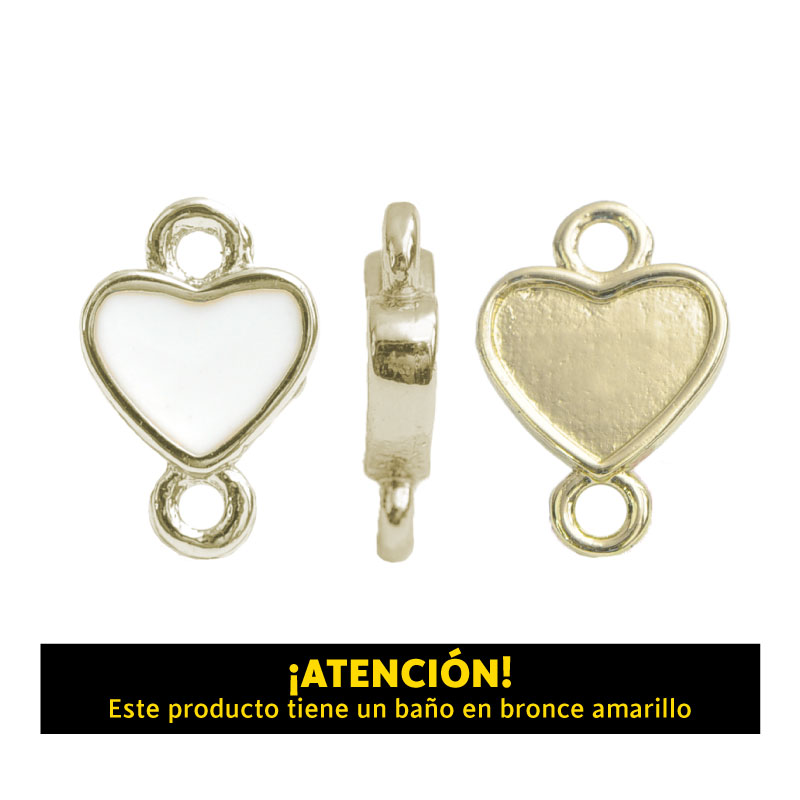 Dije corazon 2 argolla 17mm x 11mm blanco x par