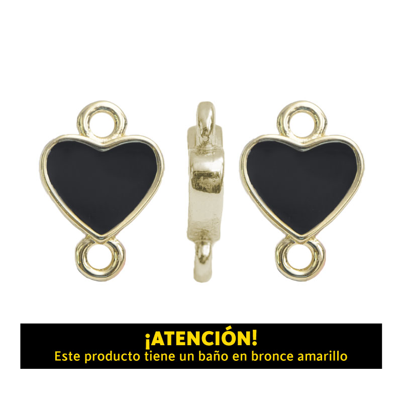 Dije corazon 2 argolla 17mm x 11mm negro x par