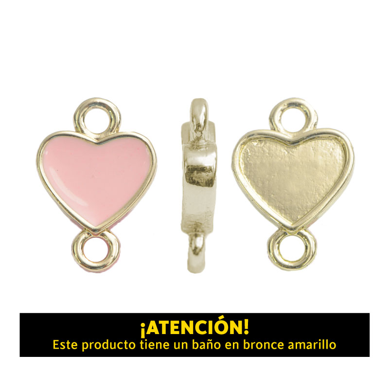 Dije corazon 2 argolla 17mm x 11mm rosado x par